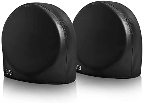 ELUTO Tire Covers for RV Wheel Covers Set of 4 Waterproof UV Sun Tough Tire Wheel Protector Vinyl Tire Cover for RV Trailer Camper Motorhome Truck Jeep (S for Tire Diameter 23"-25.9")