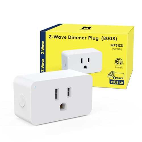Minoston 800 Series Z-Wave Plug Dimmer Smart Plug-in Outlet, Built-in Repeater Range Extender, Z-Wave Hub Required, Work with Alexa, SmartThings, Z-Box, Home Assistant (MP31ZD)