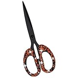 Multibey 7.7-Inch Rhinestone Scissors - Stainless Steel Sparkly Craft Scissors for Office, Home & Gift, Ergonomic Bling Handle for Right & Left Hands (Orange Black)