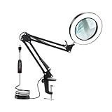 【Structure Stable et Support en Aluminium】：Cette Lampe de Table avec Loupe est équipée d’une pince en aluminium avec vis de fixation pour maintenir la lampe loupe bureau stable sur la table ou l’établi, adaptée aux travaux de précision nécessitant un éclairage et une loupe avec eclairage.