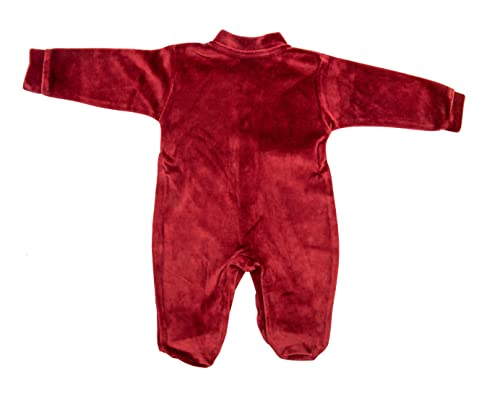 Lal & Luna Baby 3 Pc Crown Jewel Cotton Outfit, Footie With Hat And Mittens (03-Velvet - Ruby Red - Silver (Girl), 3-6 Months) #TOP2