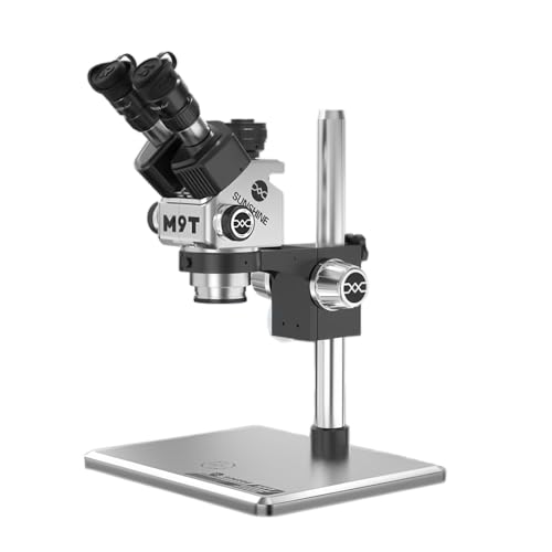 RELIFE/SUNSHINE M9T-B11 Trinocular Microscope Stereo Microscope Zoom Adjustable for Repair with Base Stand(Sliver)