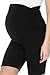 Leggings Depot Women’s Pregnancy Summer Lounge Shorts, Ruched Side Waist Maternity Shorts (Black, Small)