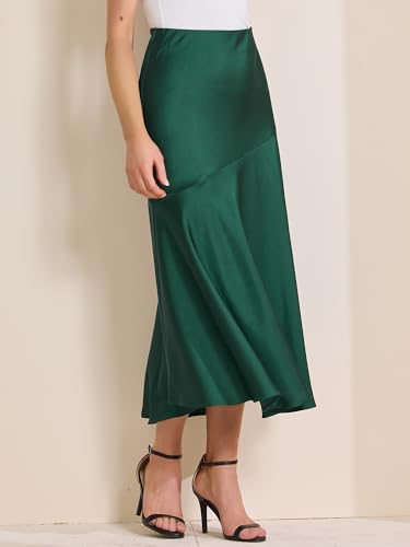 Allegra K Women's Satin Maxi Skirt Fall High Waist Flowy Elegant Work Mermaid Skirts3