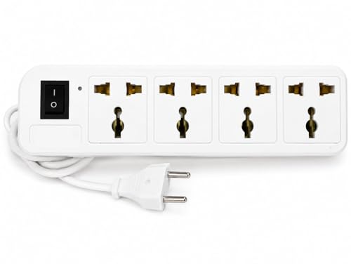 Image of 4-Socket Universal Power Strip with Master Switch, White, Extension Board with Indicator Light