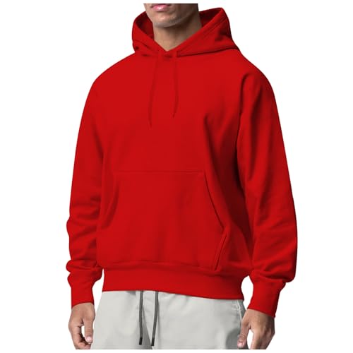 Men's Hoodies Unisex Running Outfits Casual Solid Color Long Sleeve Drawstring Pullover Hooded Sweatshirt