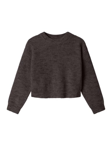 Name IT Mädchen Nkfholly Ls Boxy Short Knit Noos, Seal Brown, 134/140 cm