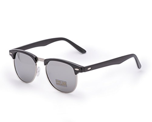 Morefaz Unisex Men Women Mirrored Sunglasses Fashion Mirror Air Force Unisex Vintage Lens UV400 (Retro Black) MFAZ Ltd