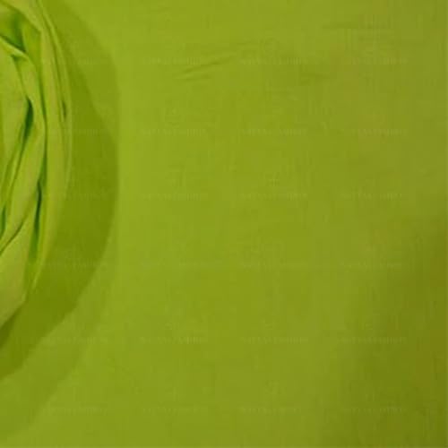 Image of Plain Mulmul Soft Cotton Fabric | Lightweight Breathable Mulmul Cloth | Super Quality Natural Cotton Fabric for Kurta, Dress, Dupatta, Lining & Craft Use (Neon Green, 5 Meters)