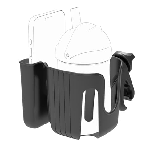 Portavasos para cochecito, soporte portavasos para cochecito, funda para bicicleta con taza para teléfono 2 en 1 | Portabotellas ajustable para accesorios para silla de ruedas, andador, bicicl