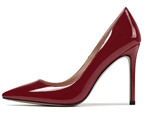 EDEFS Damen Comfort Fashion Pumps 100mm High Heel Basic Pumps Klassisches Abendschuhe Burgundy EU37