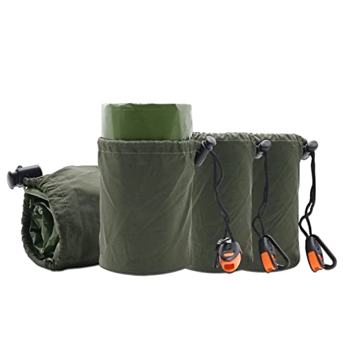 Ini Moni Emergency Blankets Pack Of 4 Extra-Thick Thermal Blanket With Whistle, Survival Gear For Hiking, Camping, Running, First Aid Essentials, Space Blanket, (Army Green) #TOP1