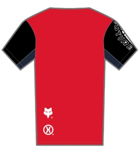 Maillot de cyclisme Fox Junior Defend Elevated Fluo Red avec finitions premium pour adolescent - 2