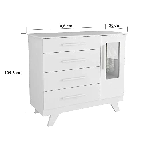 Quarto de Bebê Completo Berço Mini Cama com Cômoda e Nichos Luna Espresso Móveis Branco Brilho/carva