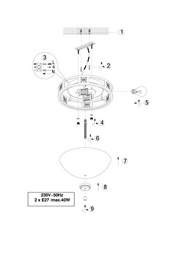 Trio Leuchten Deckenleuchte rostfarbig, Glas alabasterfarbig champagner 608100224 - 4
