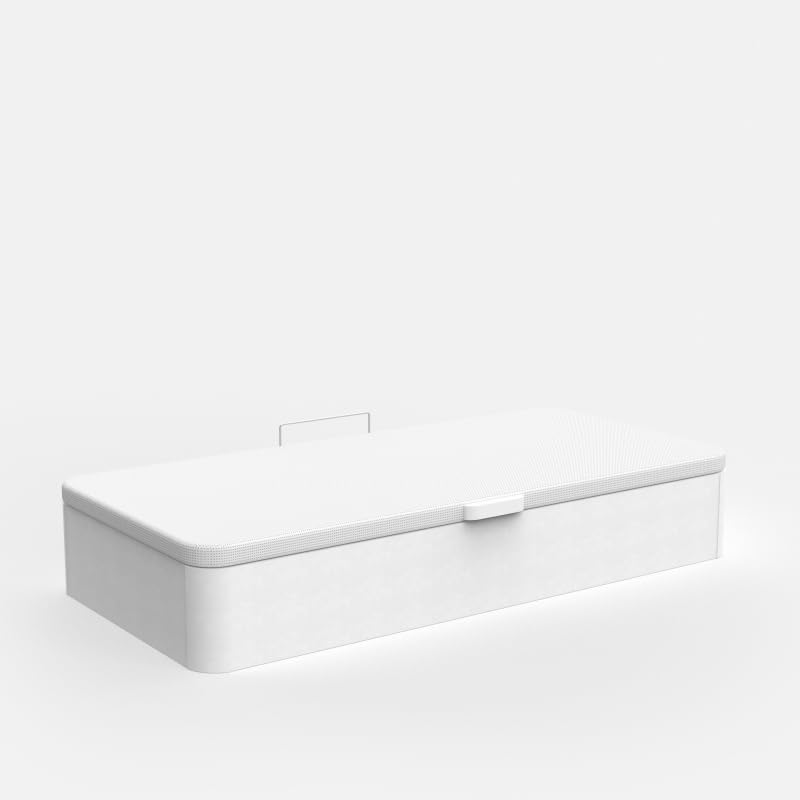 Canapé Abatible De Madera Eco - Gran Capacidad - Apertura Lateral - Cajón De Madera - Subida Y Montaje Gratuitos - CAJÓN - Blanco - Tapa 3D Blanco, 105 x 200 cm.