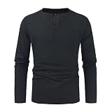 Men Basic Shirt Simplicity Pocket Decoration Solid Color Shirt Slim Fit Men Long Sleeve Shirt V-Neck Casual Shirt Thin Cut Men Outdoor Shirt B-Black XL