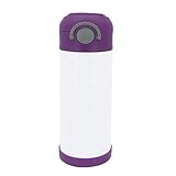 1 Pack 12 OZ Sublimation Sippy Cup with Purple Lid Spill Proof Blank Tumblers Stainless Steel Thermoses for Hot Drinks Bulk Double Wall Vacuum Insulated Water Bottle for School
