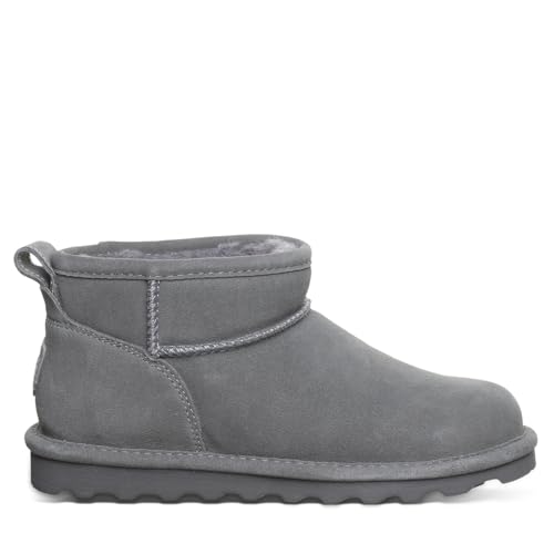 BEARPAW Women's Shorty Gadget Gray Size 12 | Women's Ankle Boot | Women's Slip On Boot | Comfortable Winter Boot