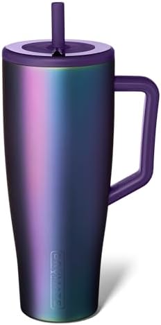 BrüMate Era 40 oz Tumbler with Handle and Straw | 100% Leakproof Insulated Water Bottle Tumbler with Lid and Flexible SoftSip Straw | Made of Stainless Steel | Cup Holder Friendly | 40oz (Dark Aura)