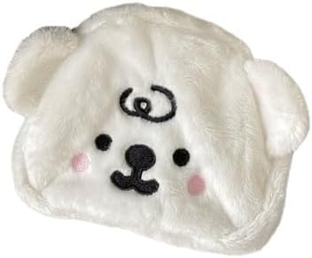 Cute Bear Plush Mini Coin Purse Korean Mini Change Purse Kawaii Storage Cosmetic Bag Preppy Wallet with Zipper White