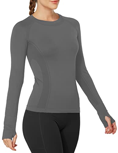 Image of MathCat Workout Shirts for Women Long Sleeve, Workout Tops for Women, Quick Dry Gym Athletic Tops,Seamless Yoga Shirts XS-XL