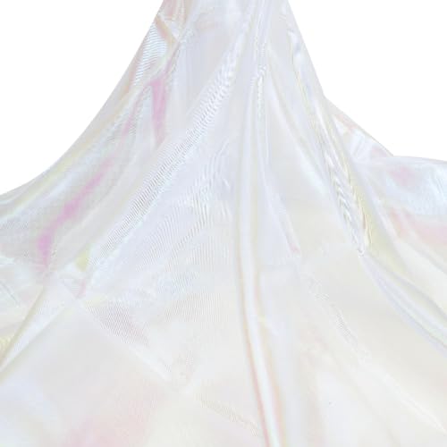 AHANDMAKER Tela de organza iridiscente transparente de 59 pulgadas de ancho, 11 yardas, precortada, sedosa, brillante, para fondo de fotografía brillante, vestido de novia, moda, manualidades,