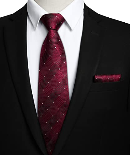 Image of HISDERN Mens Ties Plaid Tie and Pocket Square Set Classic Woven Formal Checkered Neckties & Handkerchief Wedding Party