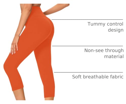 Image of GAYHAY High Waisted Capri Leggings for Women - Soft Slim Yoga Pants for Running Cycling Workout
