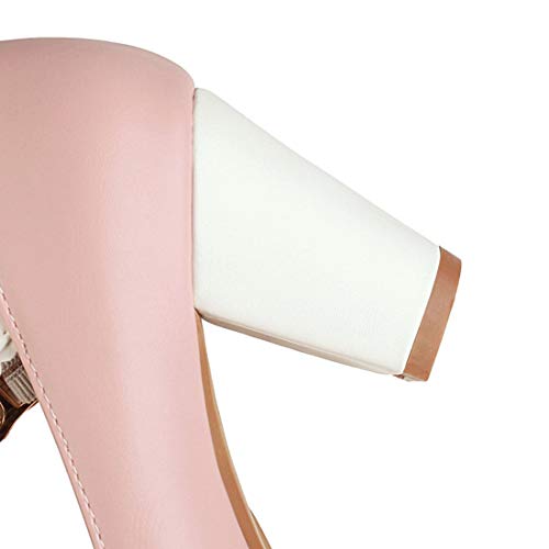 AIMODOR Womens Vintage Mary Jane Block Mid Heel Ankle Strap Pumps with Bow4