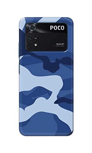 Image of Printed Hard Back Cover Case for Mi Poco M4 Pro 4G Back Cover (Army Blue Pattern) -702