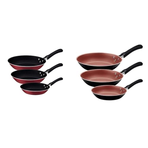 Opiniones de Juego de Sartenes Tramontina que Puedes Comprar On-line. 50 Tramontina. Juego de Sartenes Caribe, Aluminio con Revestimiento Antiadherente y Poliéster, Mango de Baquelita Antitérmica, 3 Piezas, Rojo + Negro