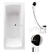 Produktbild AQUABAD® KOMPLETTSET - Badewanne VASCO, 180x80 cm + Träger + Viega Simplex Ablauf in Chrom mit einseitigem breiten Rand für Armaturen