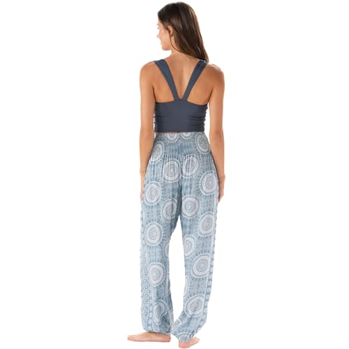 Image of Lotus and Luna Women's Harem Pants Thai Pants for Beach & Lounge High Waisted Flowy Boho Pants Genie Pants Yoga Pants