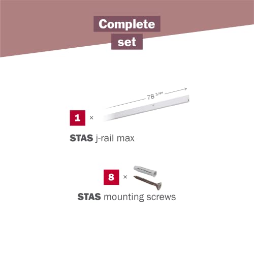Stas J-Rail Max Art Gallery Hanging System - Covers 6.56 Ft Of Wall Space - Art Display Rail For Museum & Gallery Picture Rail Complete Kit With Installation Hardware (Silver Rails) #TOP2