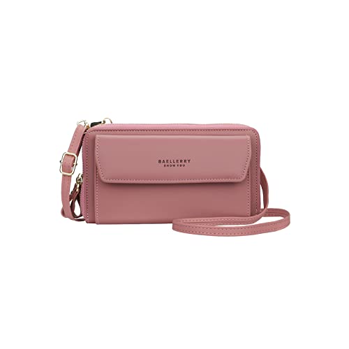 PORRASSO Crossbody Wallet Fashion Phone Bag Women's Shoulder Bag Clutch Purse Bag PU Wallet for Party Wedding Travelling Dark Pink