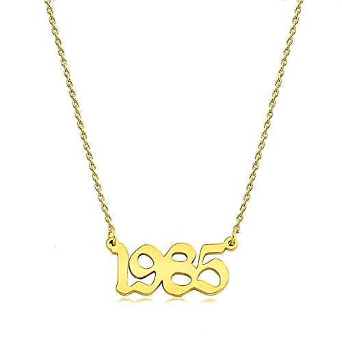 Ovian Birth Year Number Necklace for Women 18K Gold Plated Stainless Steel Birthday Pendant Necklace Memorable Anniversary Jewelry