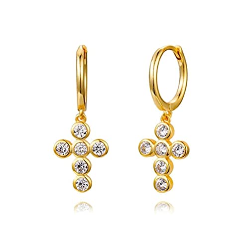Boucles d'oreilles croix en argent 925 et zircone, le cadeau d'anniversaire idéal pour elle