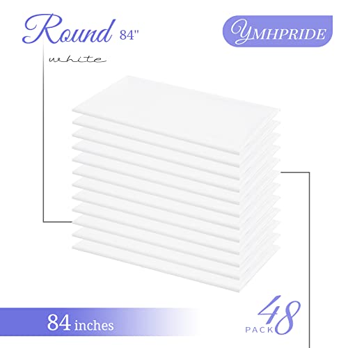 Ymhpride 48 Pack White Round Tablecloths,84 Inch White Plastic Disposable Table Cloth,White Plastic Table Cloths For Parties,Picnic,Birthday,Wedding,Outdoor #TOP4