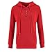 Kenhansion Womens Casual Button Down Hoodies Drawstring Long Sleeve Pullover Hooded Fall Fashion Sweatshirt Outfits Clothes (Red,X-Large)