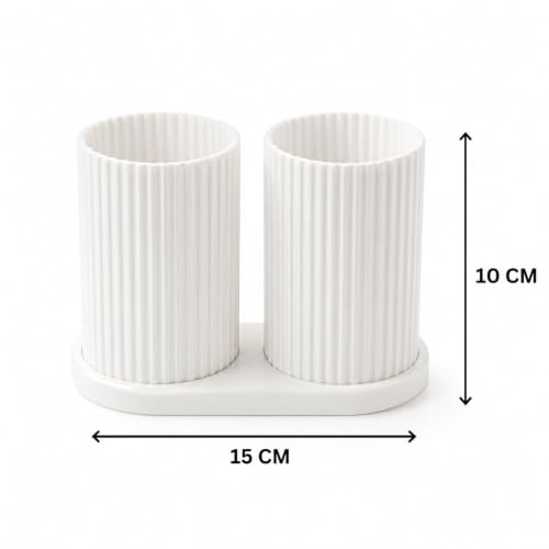 Image of Tooth Brush Holder Bathroom | Brush Holder for Bathroom | Toothbrush Holder & Brush Stand | Bathroom Accessories Organizer | Toothbrush Stand, Comb Holder | (White)