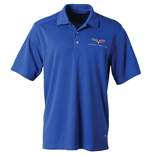 C6 Performance Polo Shirt for Corvette - Dry Core (XX-Large, Blue)