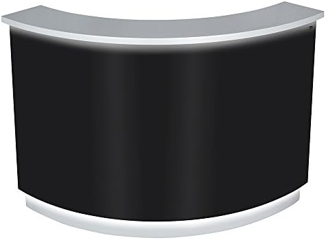 LED Illuminated Curved Reception Desk Reception Area Counter - Janus - Black/Silver (Center Desk Only)
