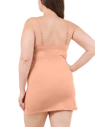 Image of Long Cotton Camisole Spaghetti Strap Tank Top for Women Basic Cami Tops Womens Undershirts Peach 3X-Large