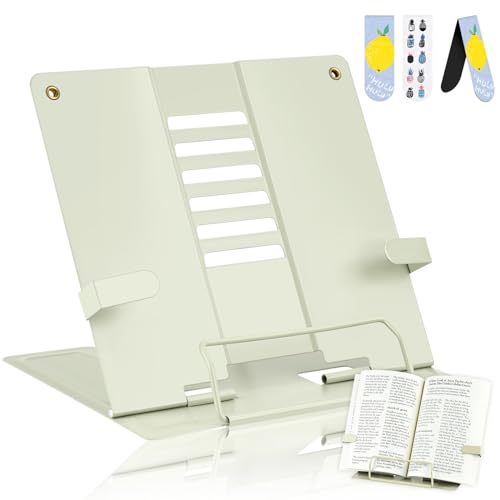 MINISOISO Sujetalibros, Atril de Lectura, Soporte de Libros de Cocina Plegable de Metal Ajustable de 6 Pasos, sujetalibros para niños y niñas, Atril de Lectura para Cocina, Estudio, Oficina y Escuela