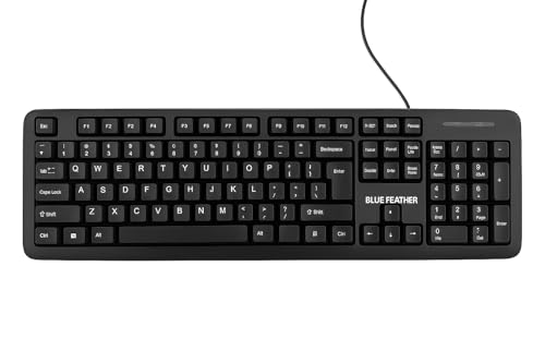 Image of Blue Feather BK300 Wired Keyboard - 104 Keys | USB Plug & Play | Lightweight & Sturdy | Compatible with Windows, Mac, Linux 1 Year Warranty