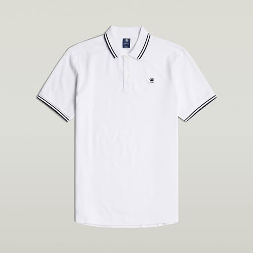 G-STAR RAW Herren Dunda Slim Stripe Poloshirt, Weiß (White D17127-5864-110), S – Ansicht 4