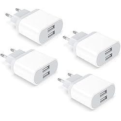 Cargador Usb Normal 4-Pack Enchufe USB, 2.1A/5V Cargador Replacement for iPhone 14 13 12 11 Pro MAX XS XR X 8 7 6 6S Plus SE 5 5S iPad Samsung Galaxy, Adaptador Alimentador Corriente Carga Cabezal Movil Nisiyama