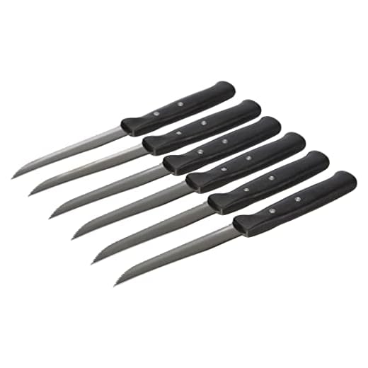 Kaimano ACC0553 Coltelli Bistecca, Acciaio Inossidabile, Nero, 6 unità