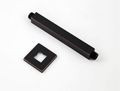 Weirun Brass 8 Inch Straight Square Shower Arm with Flange Ceiling Mount 1/2 inch NPT Standard Connection ，Oil Rubbed Bronze - Thumbnail 2